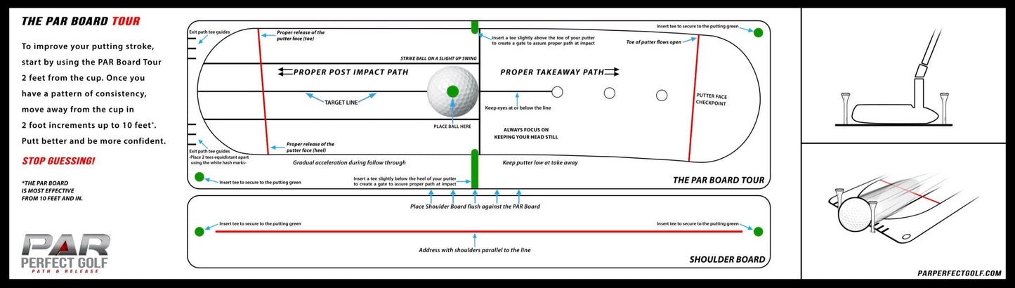 The PAR Perfect Mirror Tour - with Shoulder Mirror - Gen 2- #1 PGA Tour Putting System-Putting Aid